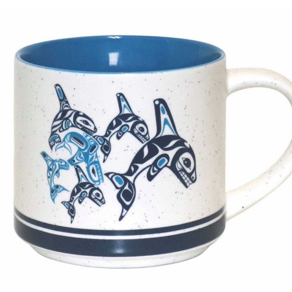 Nautical Orca Design Mug - Blue and White